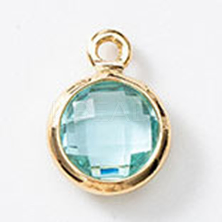 Birthstone Brass K9 Glass Charms KK-H002-28G-03-1