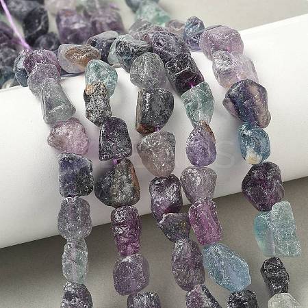 Raw Rough Natural Colorful Fluorite Beads Strands G-M453-D11-1