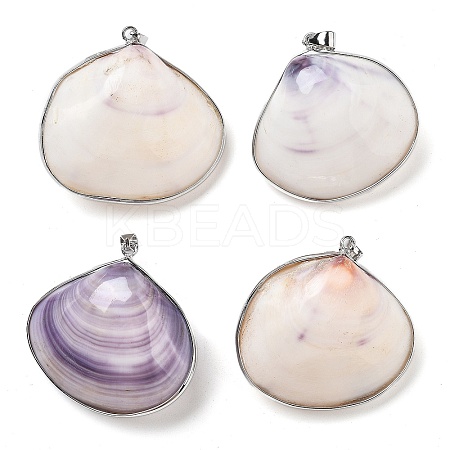 Electroplate Natural White Shell Pendants KK-F882-04P-1