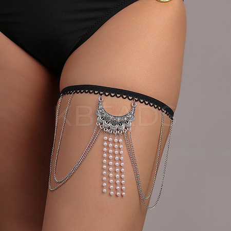 Alloy Rhinestone Sexy Multilayer Tassel Leg Chain WG728BB-08-1