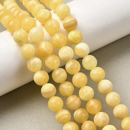 Natural Yellow Jade Beadd Strands G-A274-A01-8mm-1