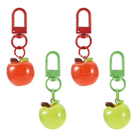 4Pcs 2 Colors Resin Apple Pendant Decorations KEYC-TADJ0001-03-1