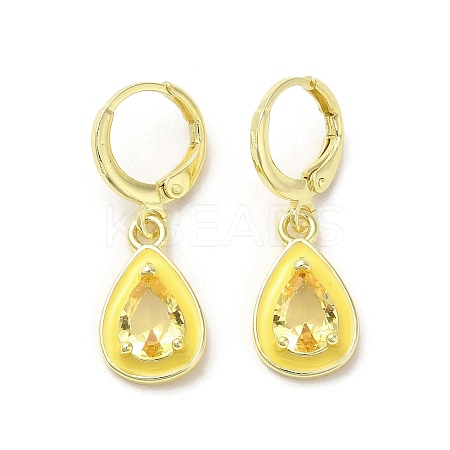 Teardrop Real 18K Gold Plated Brass Dangle Leverback Earrings EJEW-L268-026G-03-1