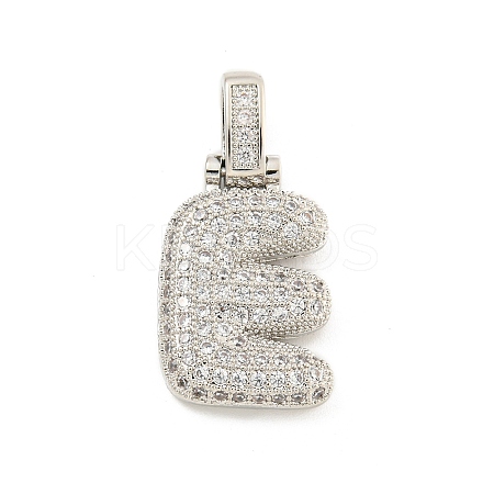 Brass Micro Pave Clear Cubic Zirconia Pendants KK-B099-01P-E-1