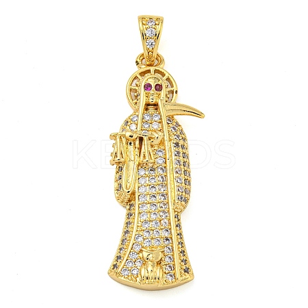 Rack Plating Brass Micro Pave Cubic Zirconia Pendants KK-Z063-09G-02-1