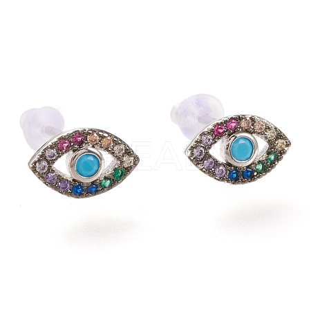 Brass Micro Pave Cubic Zirconia Stud Earrings ZIRC-I044-19A-1