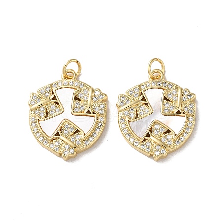 Brass Micro Pave Clear Cubic Zirconia Pendants KK-B083-17G-05-1