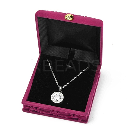 Rose Flower Pattern Velvet Jewelry Set Boxes VBOX-O003-04-1