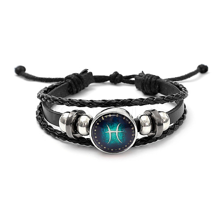 Imitation Leather Triple Layer Multi-strand Bracelets FS-WGC42D3-02-1