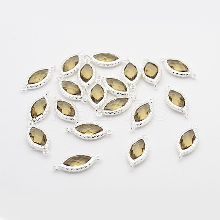 Silver Color Plated Brass Glass Links connectors LS-GLAA-J077-02S-1