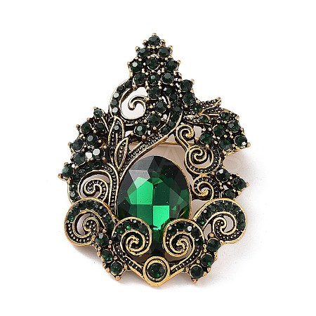 Alloy Pave Rhinestone Brooch JEWB-M035-02AG-1