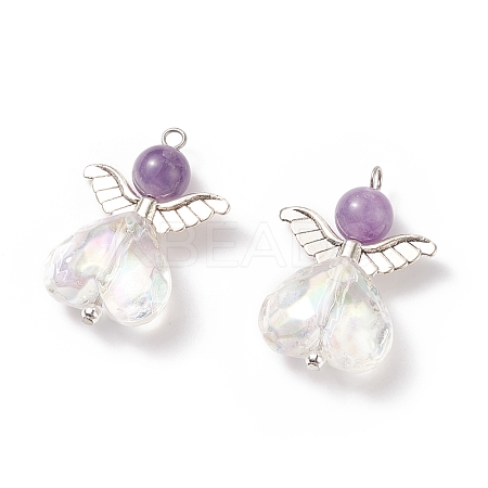 Natural Amethyst AB Color Acrylic Pendants PALLOY-TA00001-01-1