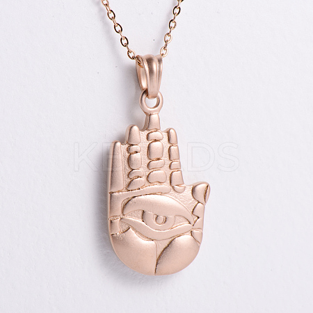 Vintage Gothic Stainless Steel Hamsa Hand Pendant Necklaces EA4293-1