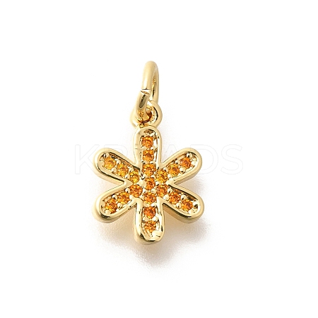 Brass Micro Pave Orange Cubic Zirconia Pendants KK-L225-016G-1