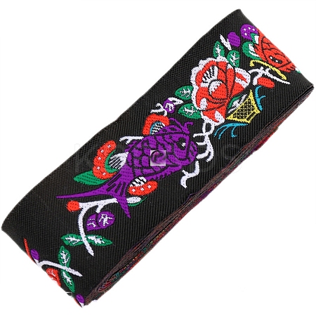 Ethnic Style Polyester Jacquard Fish Ribbons PW-WG30119-02-1