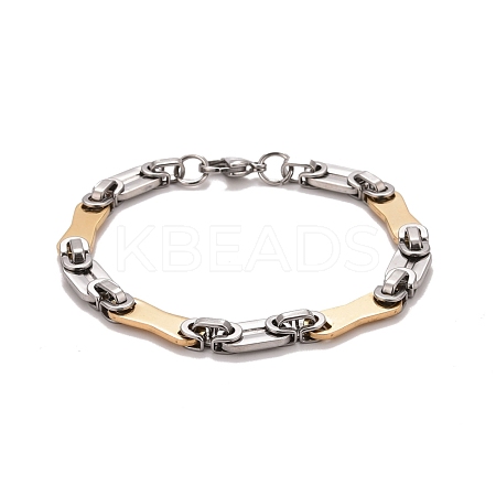 PVD Vacuum Plating 201 Stainless Steel Bar Link Chain Bracelets STAS-E160-01GP-1