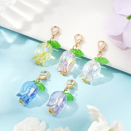 Tulip Acrylic Pendant Decorations HJEW-JM03082-01-1