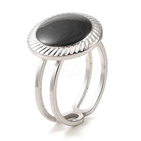 304 Stainless Steel Enamel Open Cuff Rings for Women RJEW-F166-48P-01-1