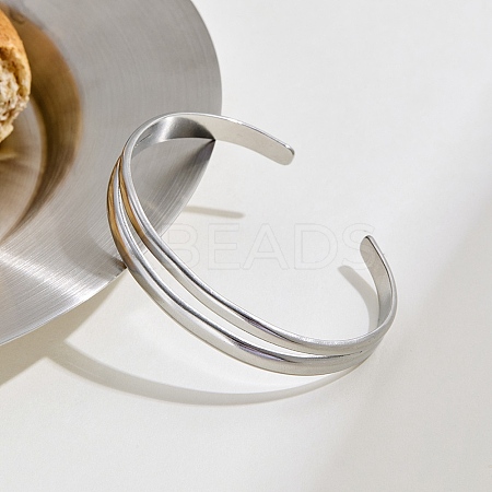 304 Stainless Steel Cuff Bangles for Women BJEW-B147-02P-1