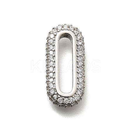 Brass Micro Pave Clear Cubic Zirconia Oval Linking Rings KK-Z093-43P-1