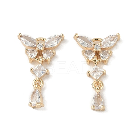 Brass Micro Pave Clear Cubic Zirconia Pendants KK-S367-10A-1