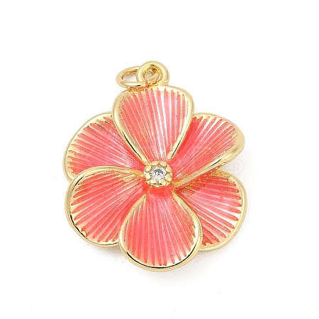 Brass Pave Cubic Zirconia with Enamel Pendants KK-U062-42G-01-1