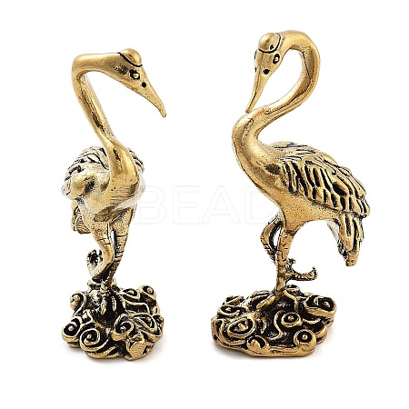 Brass Crane Figurines Statues for Home Desktop Feng Shui Ornament DJEW-Z008-03AB-1
