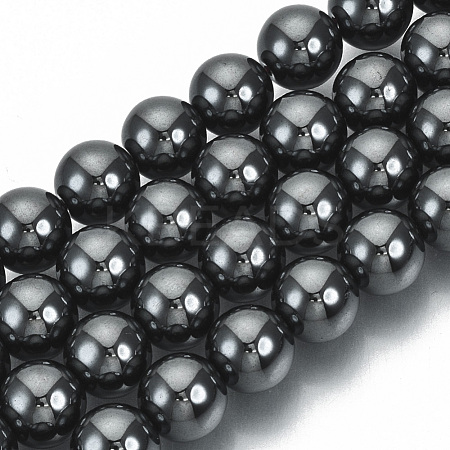 Non-magnetic Synthetic Hematite Beads Strands G-Q892-8mm-1