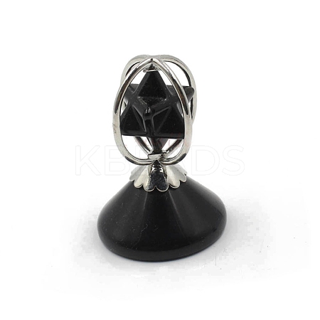 Natural Dyed & Heated Dyed & Heated Black Agate Rotatable Merkaba Star Figurines PW-WG54158-05-1