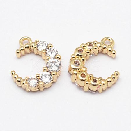 Brass Micro Pave Grade AAA Cubic Zirconia Charms ZIRC-P029-02G-NR-1