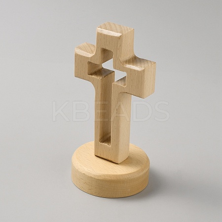 Wood Cross Display Decoration DJEW-WH0043-52-1