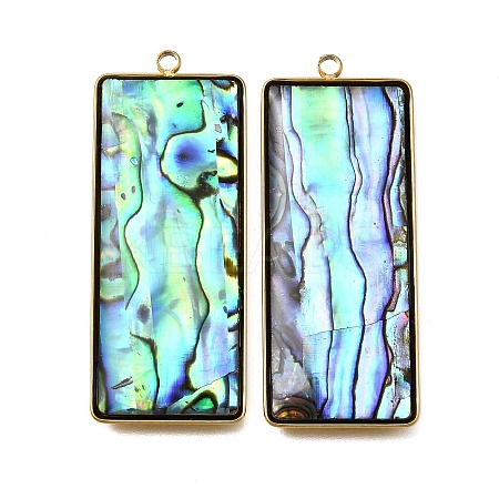 304 Stainless Steel Pave Natural Paua Shell Pendants STAS-Z125-01A-G-1