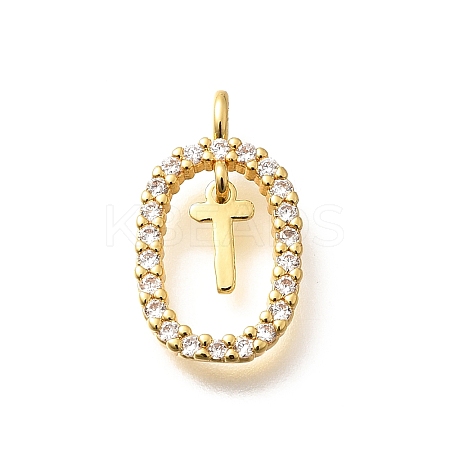 Brass Micro Pave Cubic Zirconia Pendants ZIRC-P123-01G-T01-1