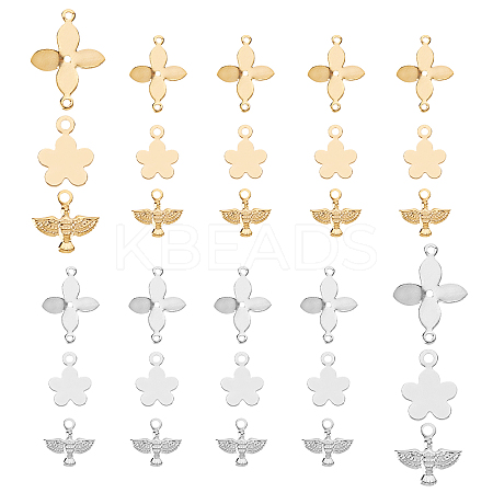 40Pcs 4 Colors Brass Charms and 20Pcs 2 Colors Brass Links Connectors KK-SC0002-49-1
