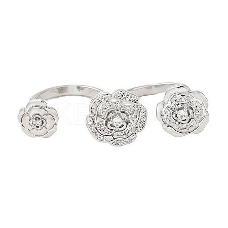 Brass Double Finger Rings RJEW-Q778-56P-1