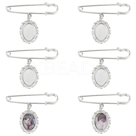 DIY Blank Oval 316 Surgical Stainless Brooches DIY Making Kits JEWB-AB00025-1