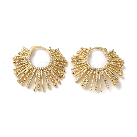 Cubic Zirconia Sun Hoop Earrings EJEW-Z019-25G-1