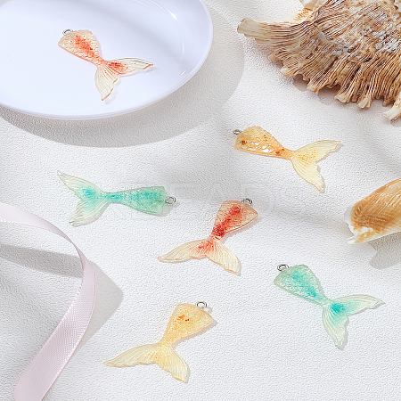 6Pcs 3 Colors Transparent Resin Pendants RESI-LP0001-23-1