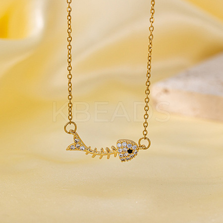 Brass Micro Pave Clear and Black Cubic Zirconia Pendant Necklaces for Women FS-WG014CD-13-1