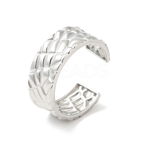 Non-Tarnish 304 Stainless Steel Textured Open Cuff Ring for Men Women RJEW-I085-23P-1