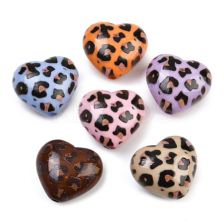 Printed Opaque Acrylic Beads OACR-S077-01A-1