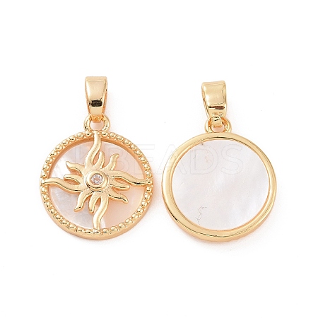 Brass Micro Pave Clear Cubic Zirconia Pendants KK-E068-VC128-1