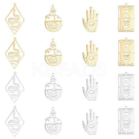 DICOSMETIC 16Pcs 8 Style 201 Stainless Steel Pendants STAS-DC0010-09-1