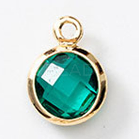 Birthstone Brass K9 Glass Charms KK-H002-28G-05-1