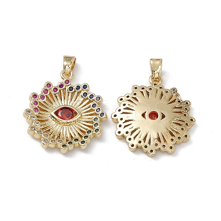 Brass Colorful Cubic Zirconia Pendants KK-E068-VA220-2-1