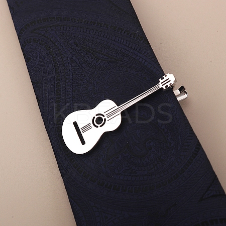 Stainless Steel Guitar Shaped Tie Clips PW-WGF86B0-10-1