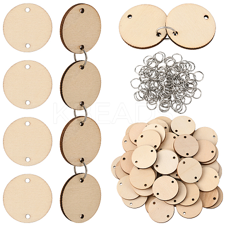 100Pcs Undyed Unfinished Wood Links DIY-SP0005-50-1