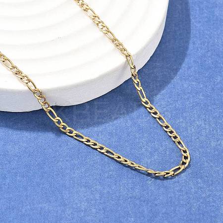 Ion Plating(IP) 304 Stainless Steel Figaro Chain Necklaces LS-STAS-K168-01G-1