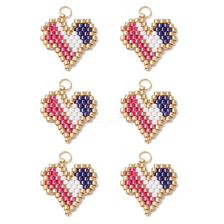 MIYUKI Delica Glass Seed Beaded Heart Pendants PALLOY-MZ00703-02-1