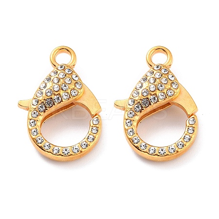 Alloy Rhinestone Lobster Claw Clasps LS-PALLOY-L166-01G-1